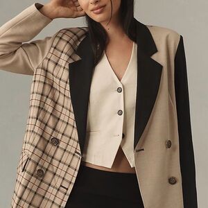 ANTHROPOLOGIE MAEVE MIXED PATTERNS BLAZER